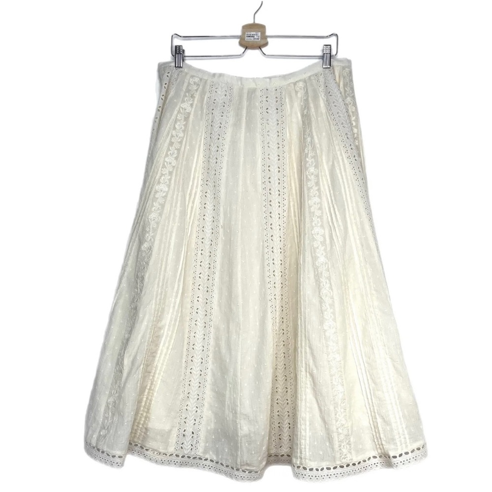 Ralph Lauren Embroidered Skirt Beige Midi